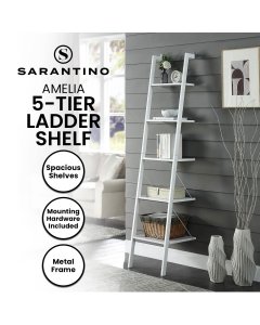 Sarantino Amelia 5-Tier Ladder Shelf in White