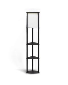 Wood Etagere Floor Lamp in Tripod Shape with 3 Wooden Shelves