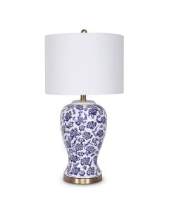 Sarantino Table Lamp Ceramic Floral Base Cotton Drum Shade