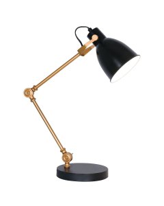 Sarantino Adjustable Metal Table Lamp in Black and Gold
