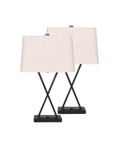Sarantino Set of 2 Metal Table Lamps with X Stand