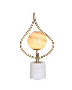Sarantino Sculptural Orange Glass Table Lamp with White Marble Base