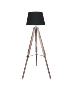 Sarantino Timber Tripod Floor Lamp Adjustable Height Taper Fabric