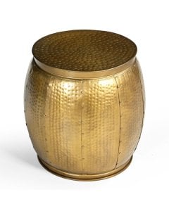 Brass Look Hammered Side Table Round Desk Bedside 46.5x43x43 cm