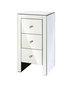 Mirrored Bedside table Drawers Furniture Mirror Glass Quenn Silver