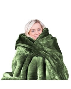 Laura Hill 600GSM Double-Sided Queen Size Faux Mink Blanket - Green
