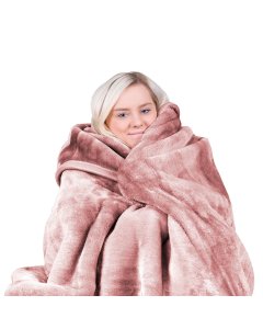 Laura Hill 800GSM Heavy Double-Sided Queen Faux Mink Blanket - Pink