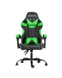 Office Gaming Computer Recliner PU Leather Seat Armrest Black Green