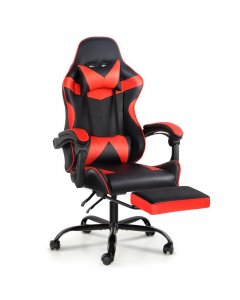 Gaming Office Chairs Computer Seating Recliner Footrest Black Red