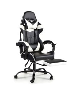 Gaming Office Chairs Computer Seating Racing Recliner Black White
