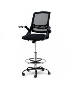 Office Chair Veer Drafting Stool Mesh Chairs Flip Up Armrest Black