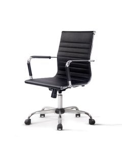 Eames Replica Office Chair Mid Back Seating PU Leather Black
