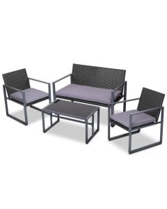 4PC Outdoor Furnitture Patio Table Chair Black