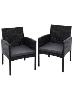 Outdoor Bistro Chairs Patio Furniture Dining Wicker Garden Cushion