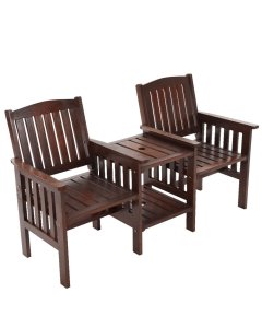 Garden Bench Chair Table Wooden Outdoor Furniture Patio Park Charcoal