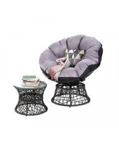 Gardeon Papasan Chair and Side Table - Black
