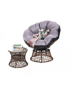 Gardeon Papasan Chair and Side Table - Brown