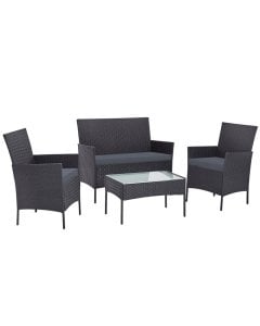 Outdoor Furniture Rattan Set Chair Table Dark Grey 4pc