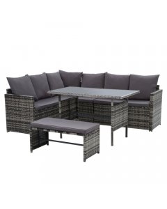Outdoor Furniture Dining Setting Sofa Set Lounge  8 Seater Mixed Grey