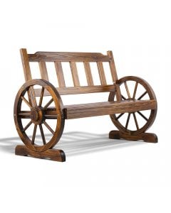 Outdoor Rustic Wooden Wagon Wheel Chair