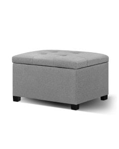 Storage Ottoman Blanket Box Linen Stool Chest Couch Bench Toy Grey