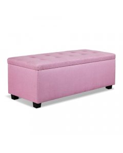 Premium Storage Ottoman Faux Linen - Pink