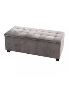 Storage Ottoman Blanket Box Velvet Foot Stool Rest Chest Couch Grey