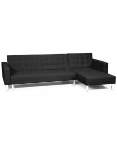 Victoria Modular Tufted Faux Leather Sofa Bed with Chaise by Sarantino - Black