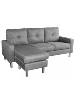 Juno Linen Corner Sofa with Chaise Lounge and Metal Legs by Sarantino - Grey