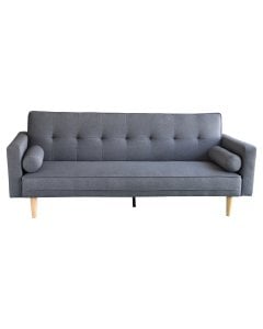 Aria 3-Seater Linen Sofa Bed with Bolsters by Sarantino - Dark Grey