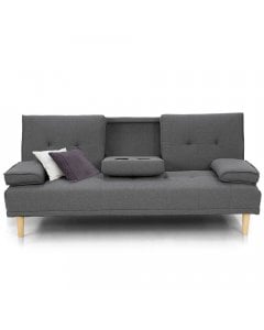 Marseille Linen Home Theatre Sofa Bed with Cup Holders by Sarantino - Dark Grey