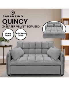 Sarantino Quincy Tufted 2-Seater Velvet Sofa Bed