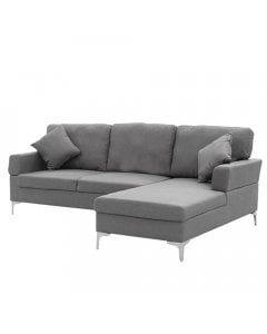 Chelsea Sectional Corner Sofa with Pillows and Chaise (Left) by Sarantino - Dark Grey