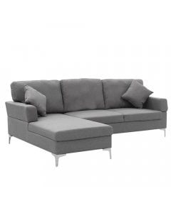 Chelsea Sectional Corner Sofa with Pillows and Chaise (Right) by Sarantino - Dark Grey