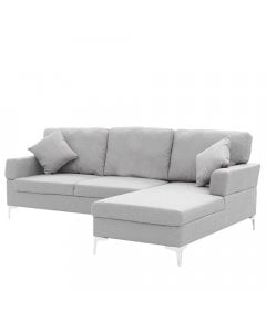 Chelsea Sectional Corner Sofa with Pillows and Chaise (Left) by Sarantino - Light Grey