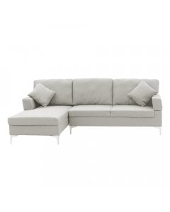 Chelsea Sectional Corner Sofa with Pillows and Chaise (Right) by Sarantino - Light Grey