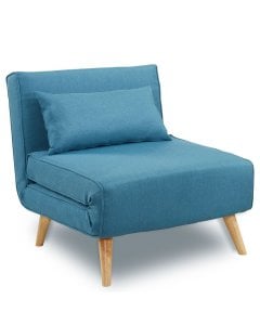 Siena Faux Linen Single Sofa Bed Chair by Sarantino - Blue