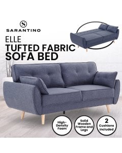 Elle Button-Tufted Fabric Sofa Bed with Cushions by Sarantino - Dark Grey