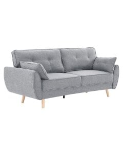 Sarantino 3 Seater Modular Linen Fabric Sofa Bed Couch - Light Grey
