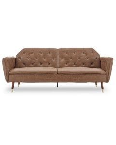 Beatrice Button-Tufted Faux Leather Sofa Bed by Sarantino - Brown
