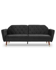 Beatrice Button-Tufted Faux Velvet Sofa Bed by Sarantino - Black