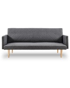 Capri 3-Seater Linen Sofa Bed with Stitch Detailing by Sarantino - Dark Grey