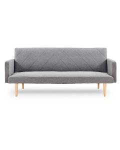 Capri 3-Seater Linen Sofa Bed with Stitch Detailing by Sarantino - Light Grey