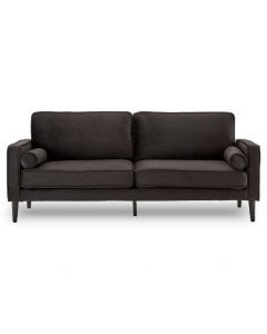 Chloe Faux Velvet Sofa Bed with Bolsters by Sarantino - Black