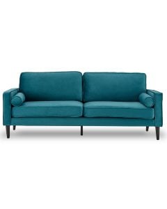Chloe Faux Velvet Sofa Bed with Bolsters by Sarantino - Blue