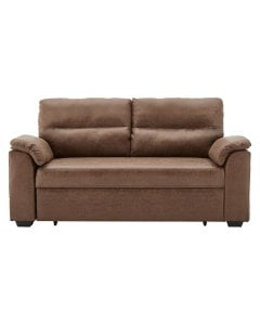 Harper Distressed Fabric Sofa Bed with Cushioned Armrests by Sarantino - Brown