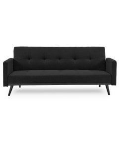 Olivia 3-Seater Linen Sofa Bed with Stitch Detailing by Sarantino - Black