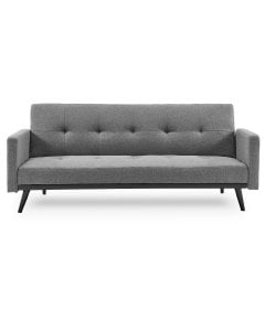 Olivia 3-Seater Linen Sofa Bed with Stitch Detailing by Sarantino - Light Grey