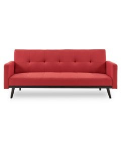 Olivia 3-Seater Linen Sofa Bed with Stitch Detailing by Sarantino - Red