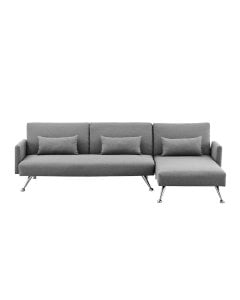Mia 3-Seater Corner Sofa Bed with Chaise Lounge & Pillows by Sarantino - Dark Grey